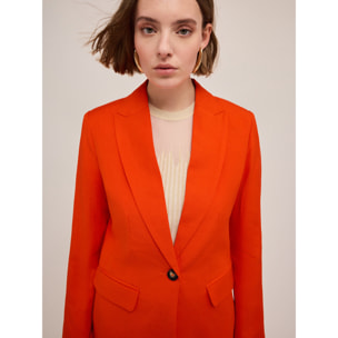 Motivi - Blazer cruzado de mezcla de lino - Rojo