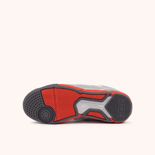 Zapatillas de fútbol sala para niños en gris metalizado y rojo MUNICH ONE KID 79