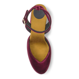 Zapato de tacón Verona en terciopelo con cierre de hebilla