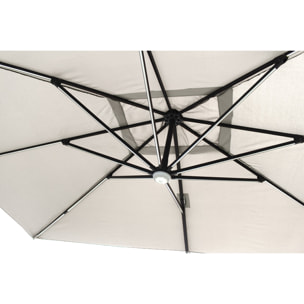 Parasol  ecru droit rectangle 3,95 x 2,95 m rotatif à 360 led VALIANO