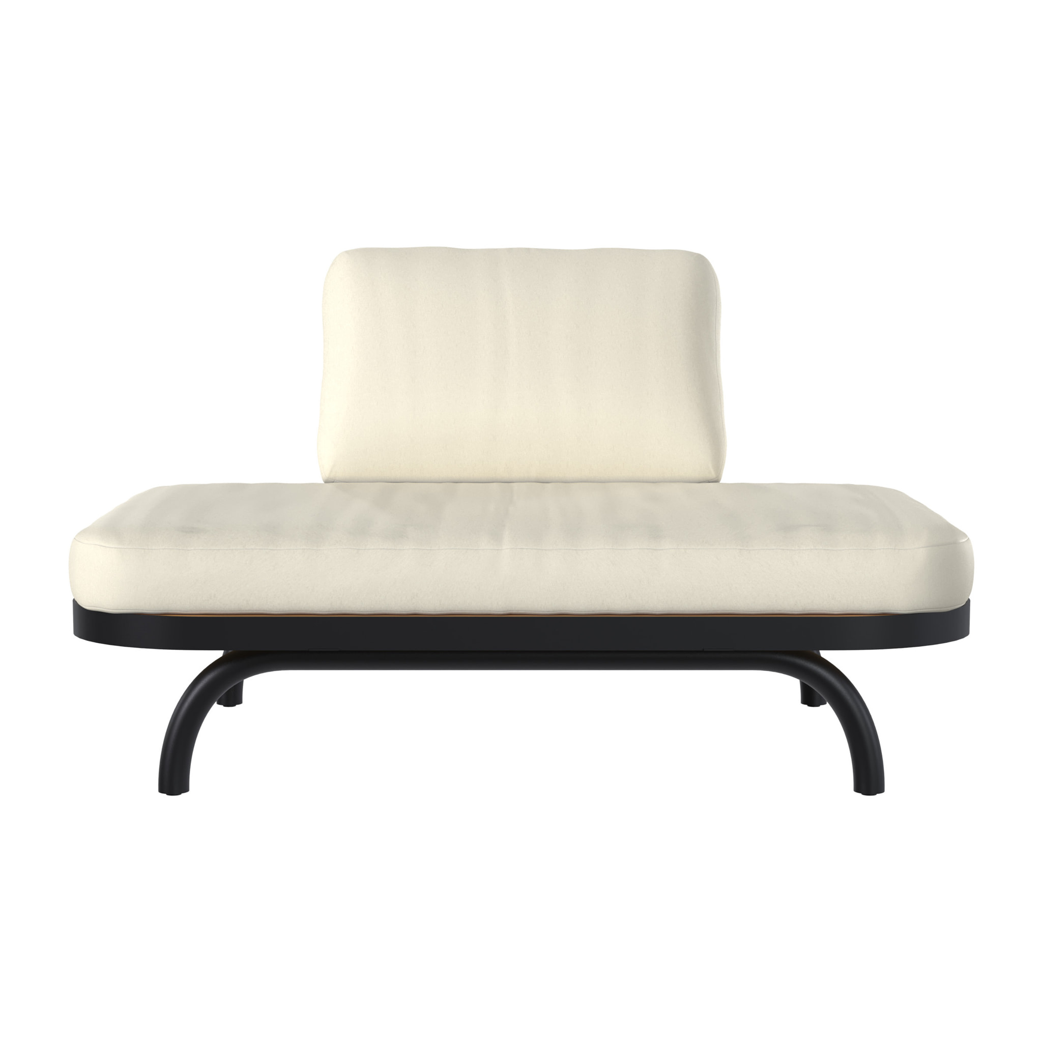 Fauteuil de jardin 2 places blanc cassé et pieds en métal noir - Samba