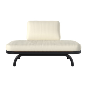 Fauteuil de jardin 2 places blanc cassé et pieds en métal noir - Samba