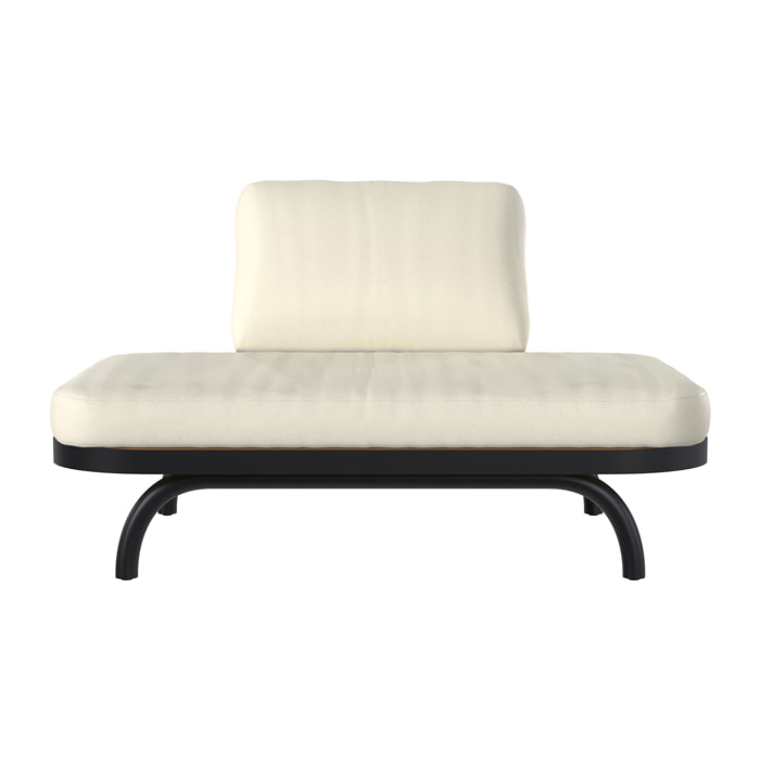 Fauteuil de jardin 2 places blanc cassé et pieds en métal noir - Samba