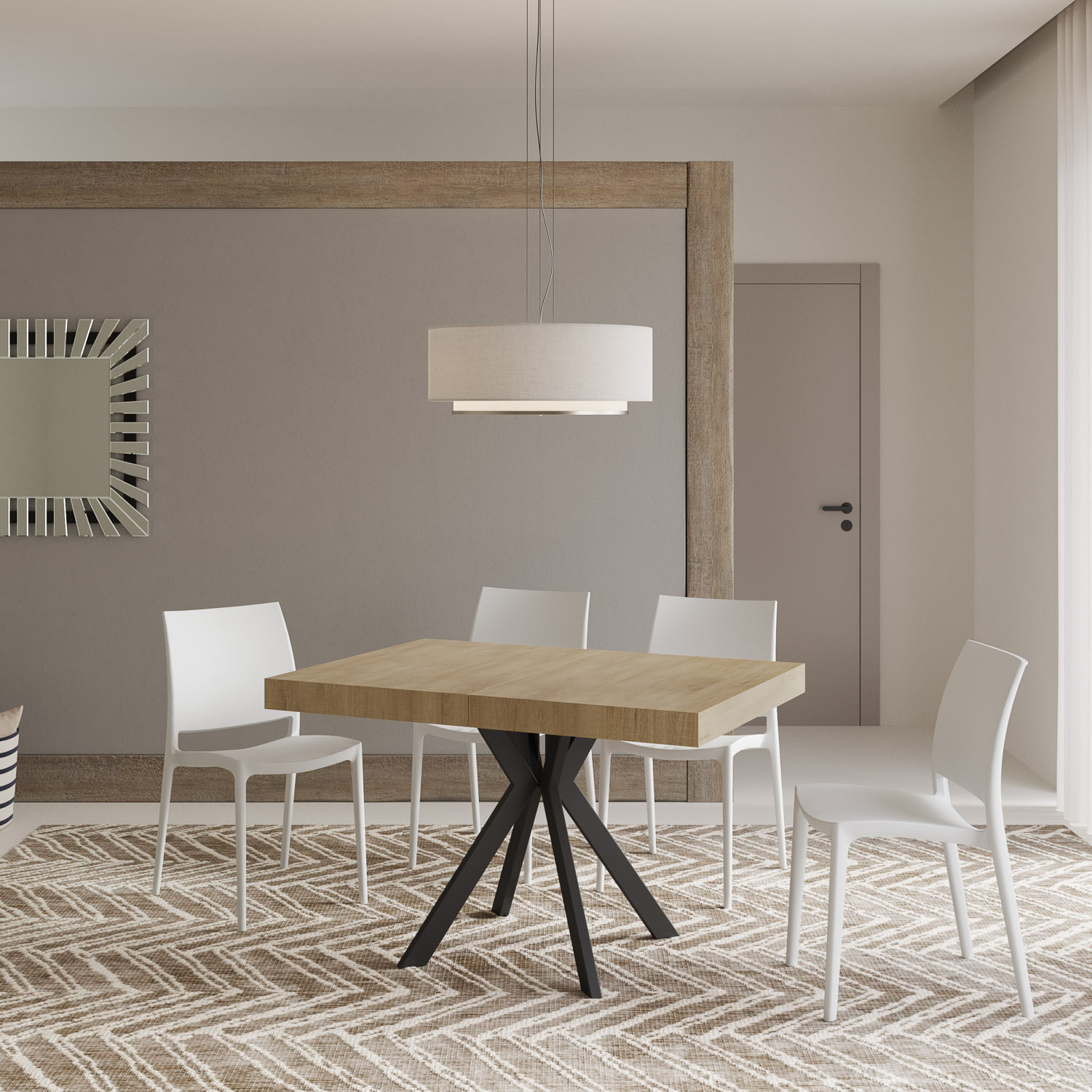 Tavolo allungabile 90x120/224 cm Dolcezza quercia natura gambe antracite