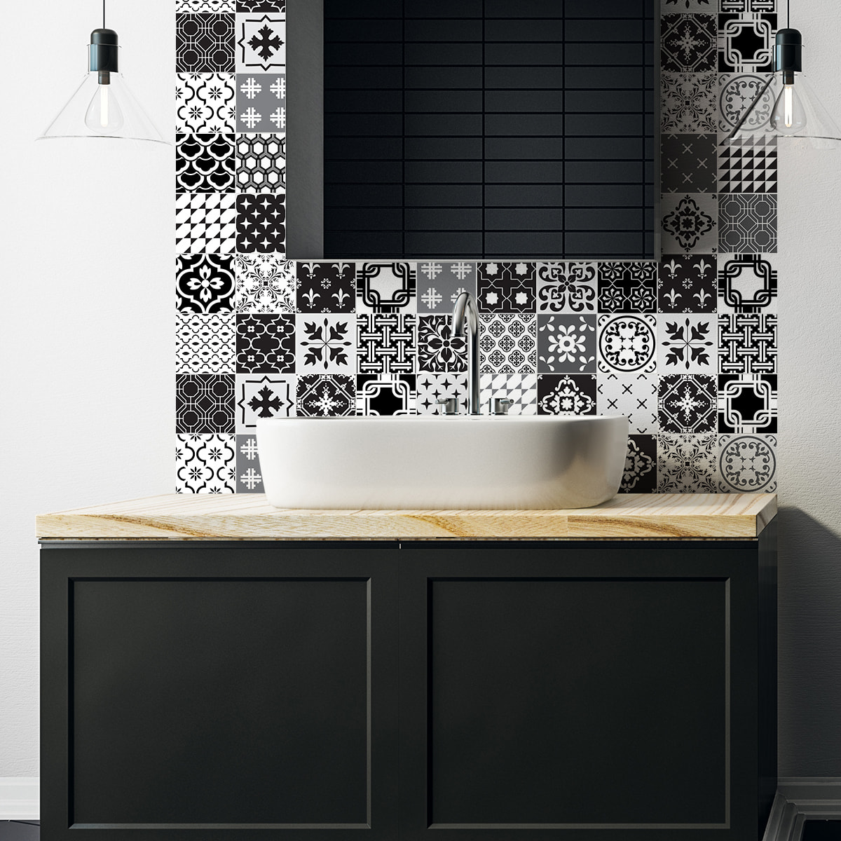Stickers muraux - Sticker Mural Carrelage adhésif Cuisine Salle de Bain - 24 STICKERS CARRELAGES AZULEJOS NINA