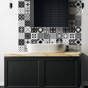 Stickers muraux - Sticker Mural Carrelage adhésif Cuisine Salle de Bain - 24 STICKERS CARRELAGES AZULEJOS NINA