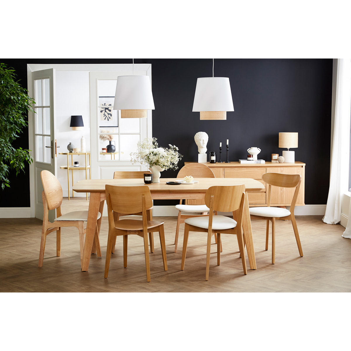 Chaises scandinaves en bois clair et blanc (lot de 2) ELTON