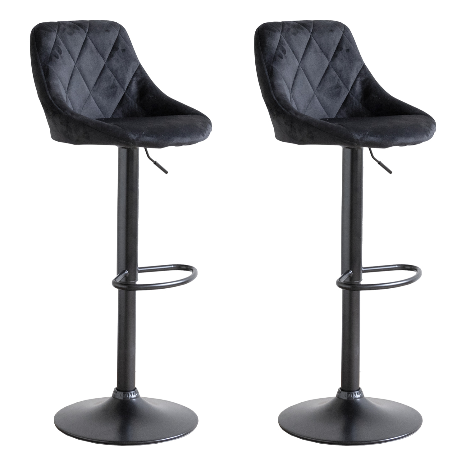 Lot de 2 tabourets de bar en velours noir ROBIN