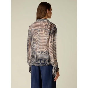 Oltre - Camicia in viscosa fantasia - Blu