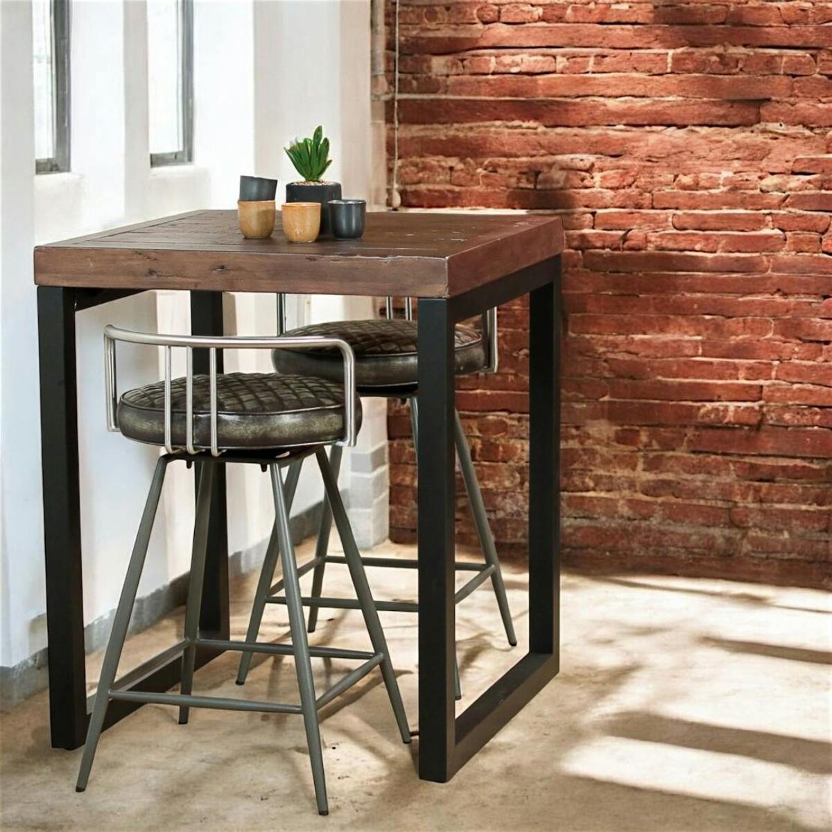 Tabouret de bar industriel brun BRISBANE