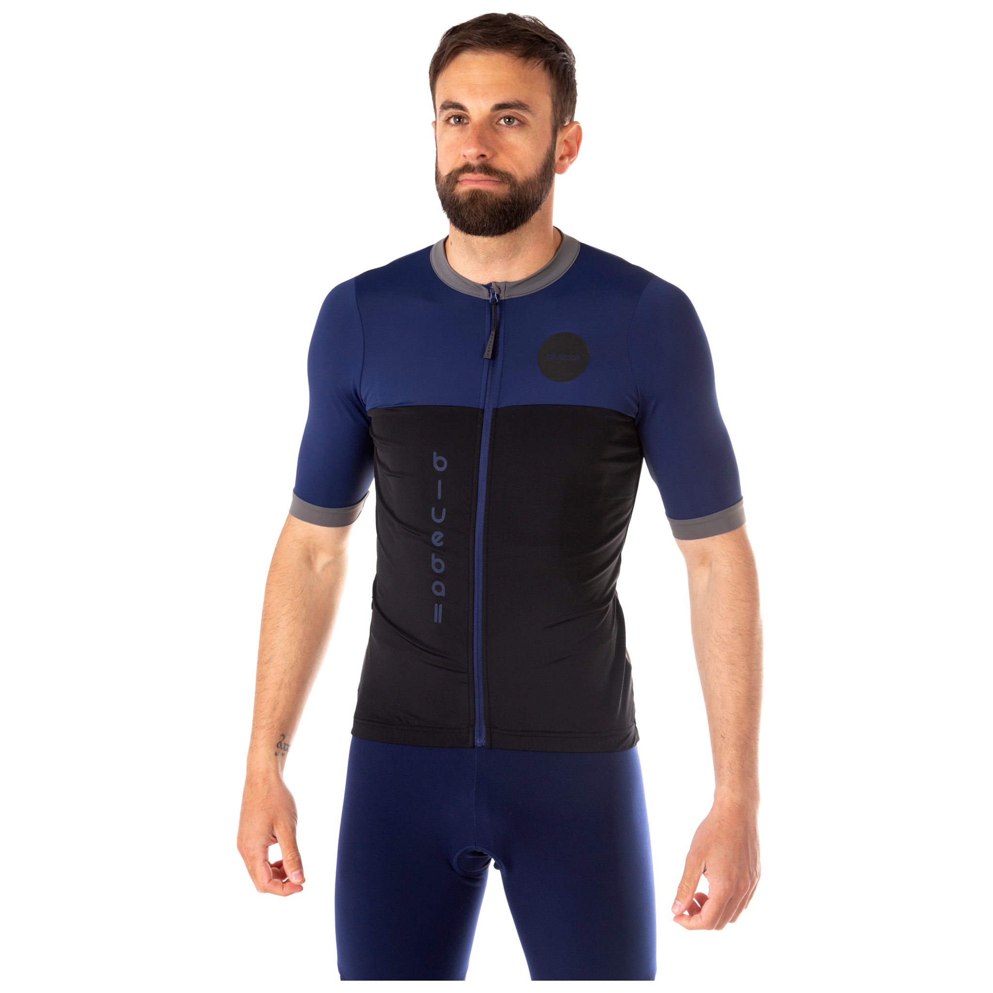 Camiseta ciclista hombre manga corta color negro/azul