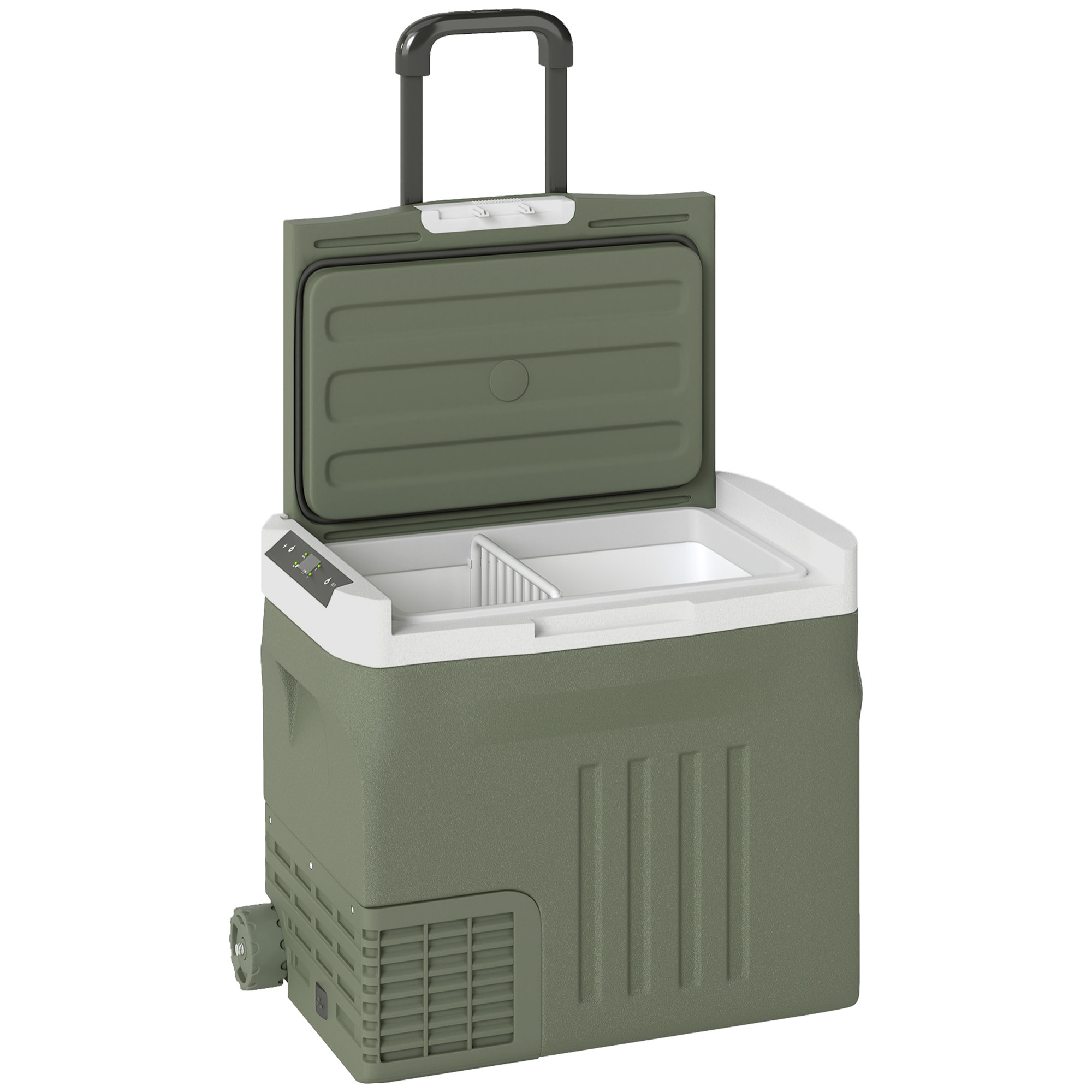 Glacière électrique portable 40L modes ECO/MAX -20°C-20°C poignée télescopique alimentation AC/DC vert