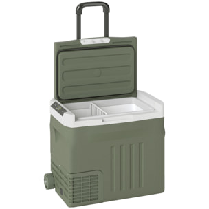 Glacière électrique portable 40L modes ECO/MAX -20°C-20°C poignée télescopique alimentation AC/DC vert