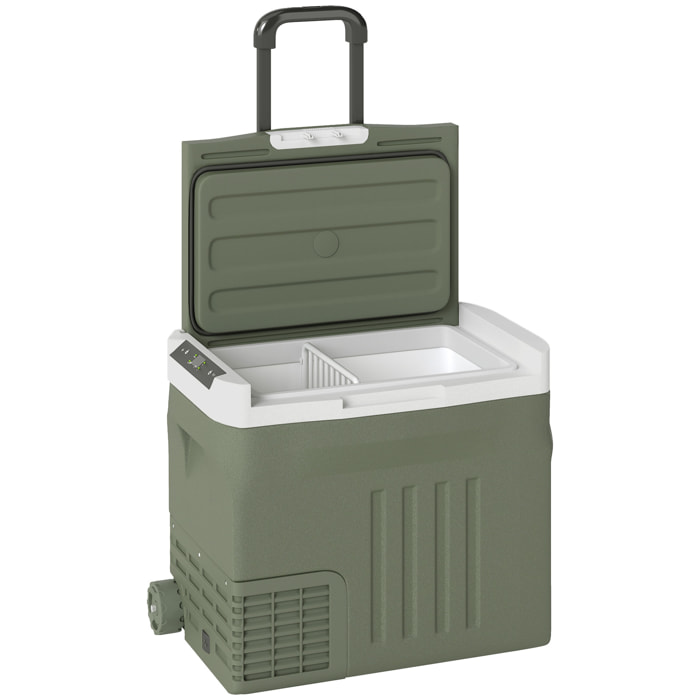 Glacière électrique portable 40L modes ECO/MAX -20°C-20°C poignée télescopique alimentation AC/DC vert