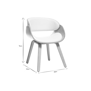 Chaise design blanc et bois clair BENT