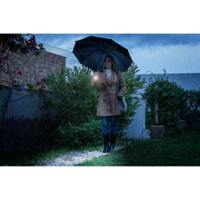 Ombrello pieghevole a chiusura inversa con LED Folbrella - Nero e grigio - Ø103x61 cm