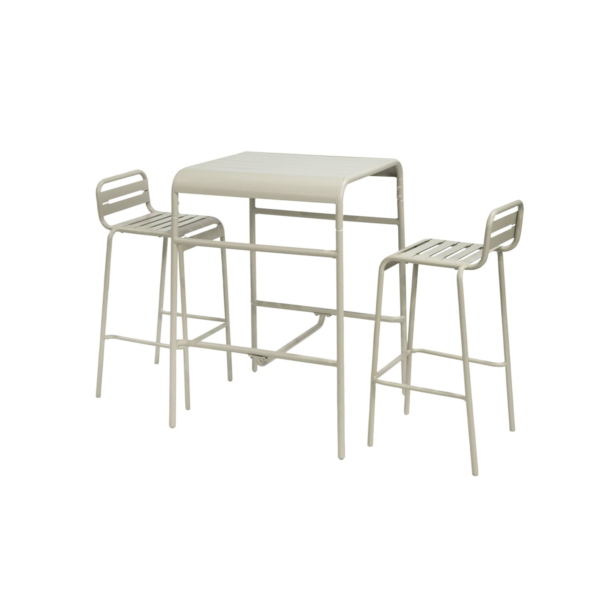 Table haute de jardin métal 2 places. beige. 70 x 70 x 95cm