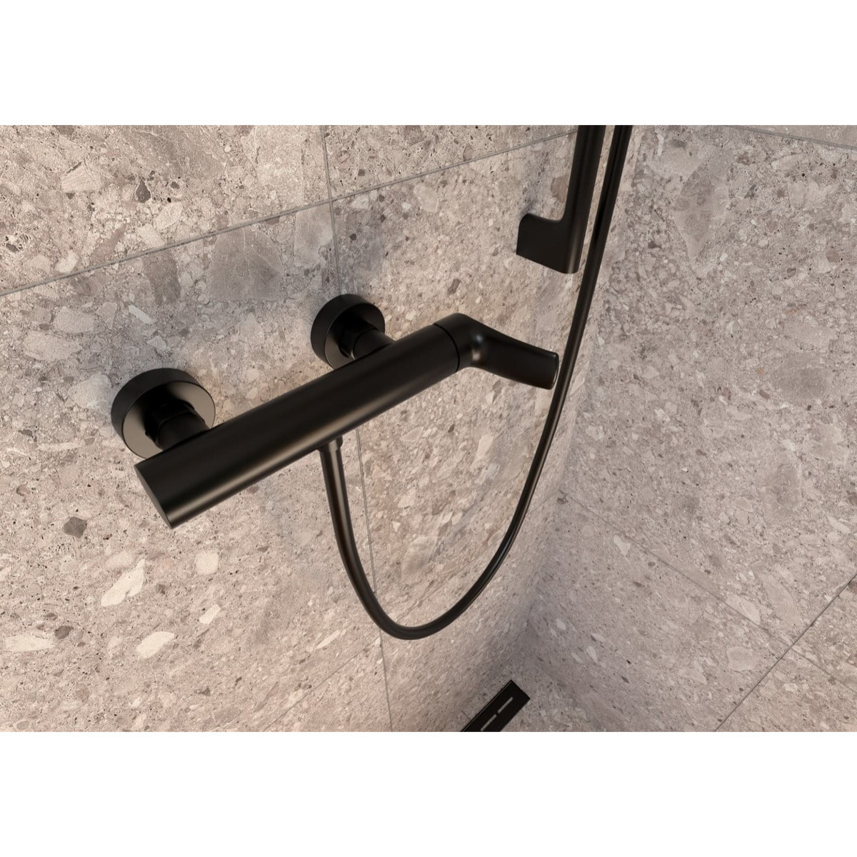 Infinitio mitigeur de douche monocommande mural, entraxe 150 mm, sans ensemble de douche, noir mat (SATBSINF268C)