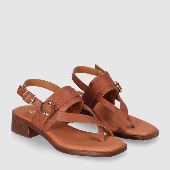 Sandalias de Serraje - Cuero - Tacón: 4 cm