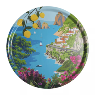 Plateau bois imprimé multicolore Capri ete