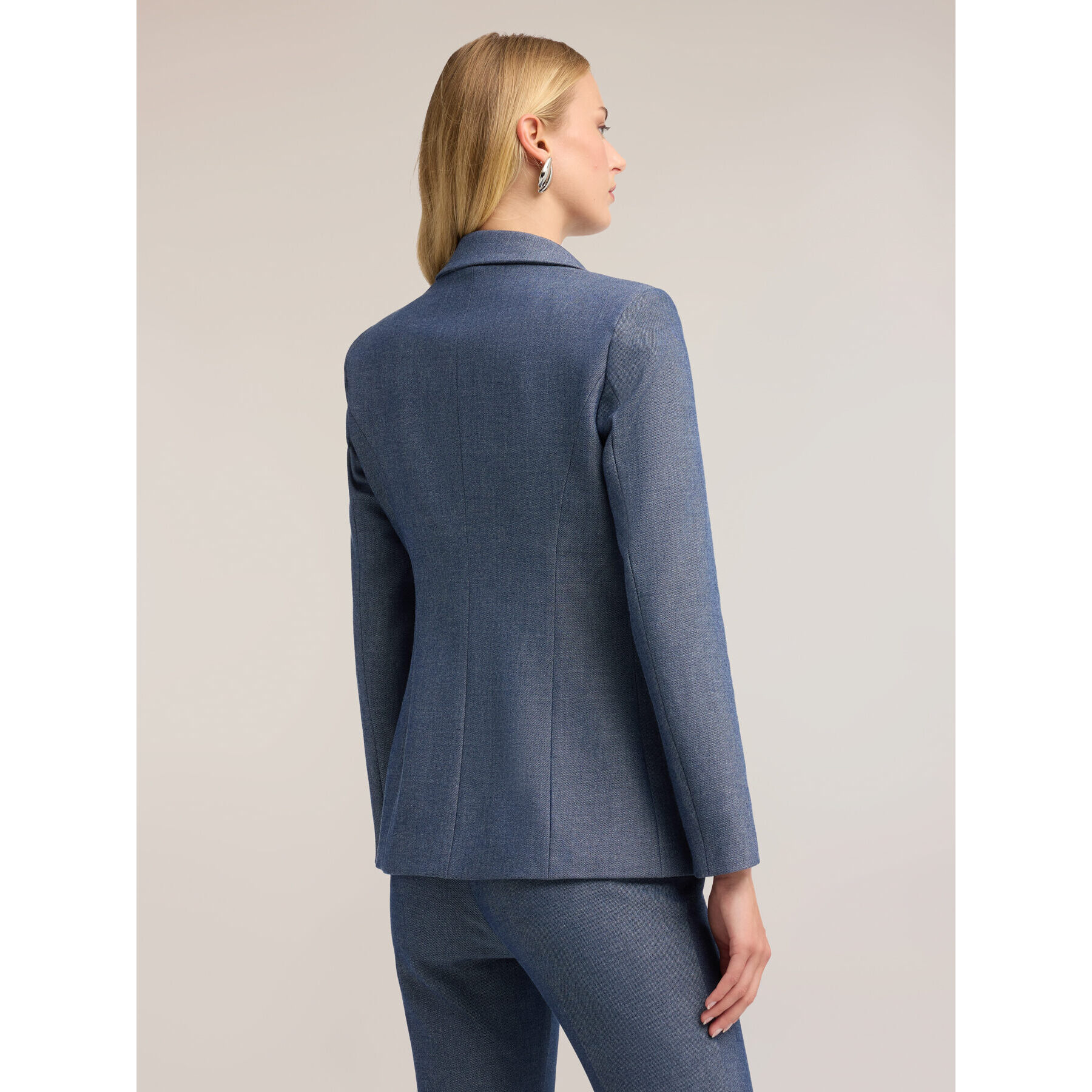 Motivi - Blazer in tessuto tinto filo con revers a lancia - Azzurro