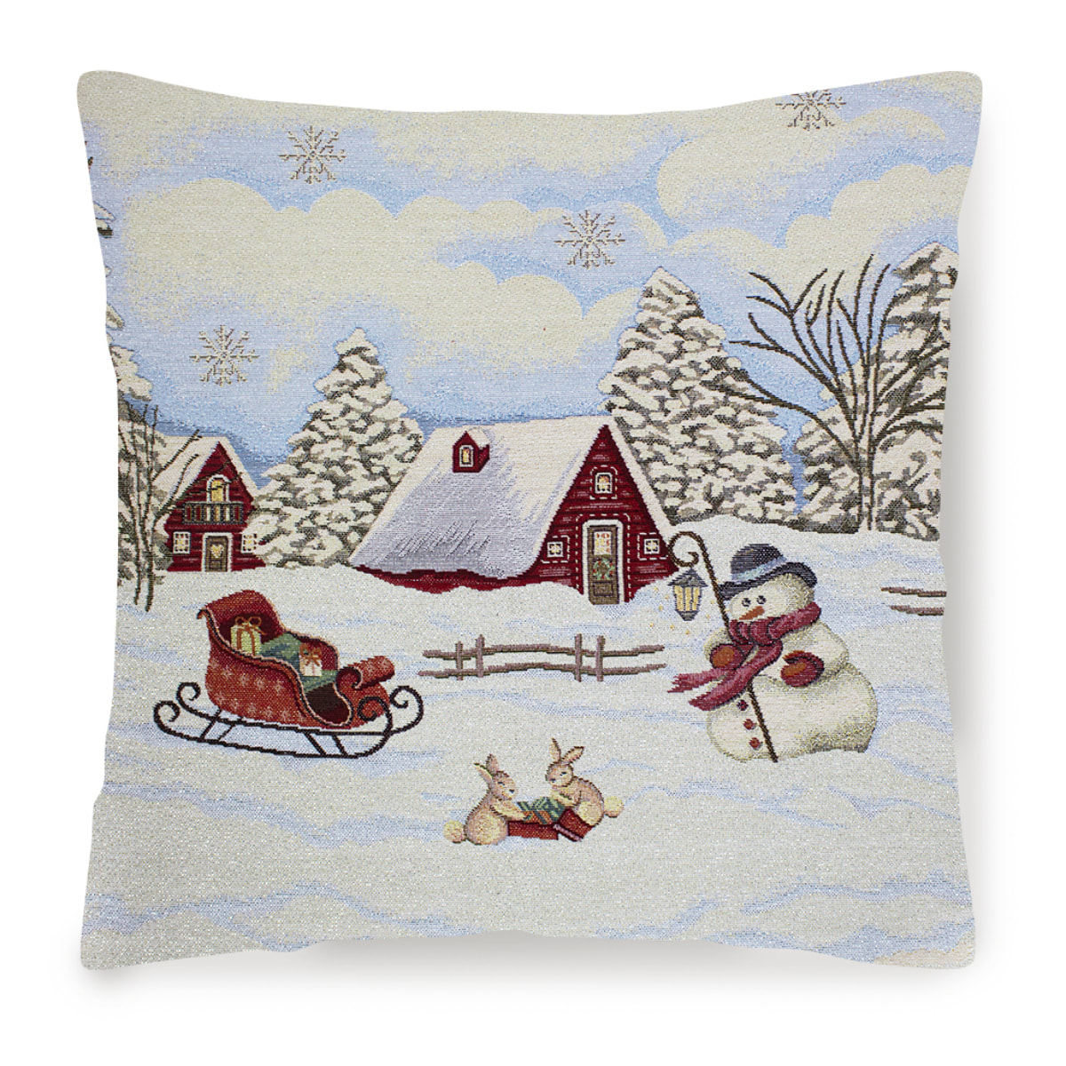 COPPIA CUSCINI NATALIZI JACQUARD SFODERABILI 50X50 CM NEVE