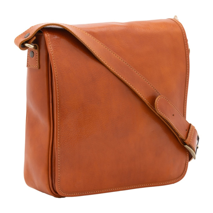 Borsa a tracolla da uomo in vera pelle - Modello False - Made in Italy - 29.0 x 28.0 x 9.0 cm