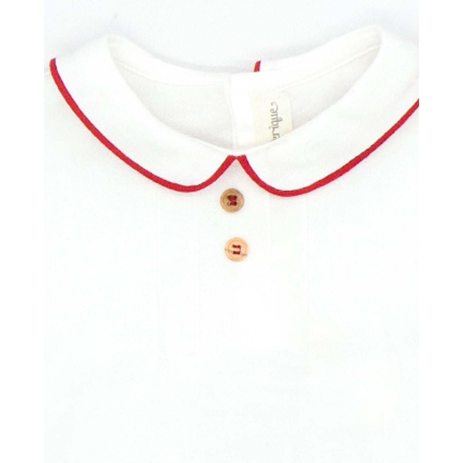 Camisa viella con cuello rojo y blanco