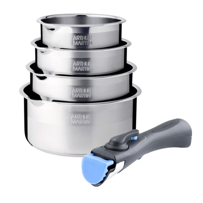 Set de 4 casseroles amovible inox 18/10