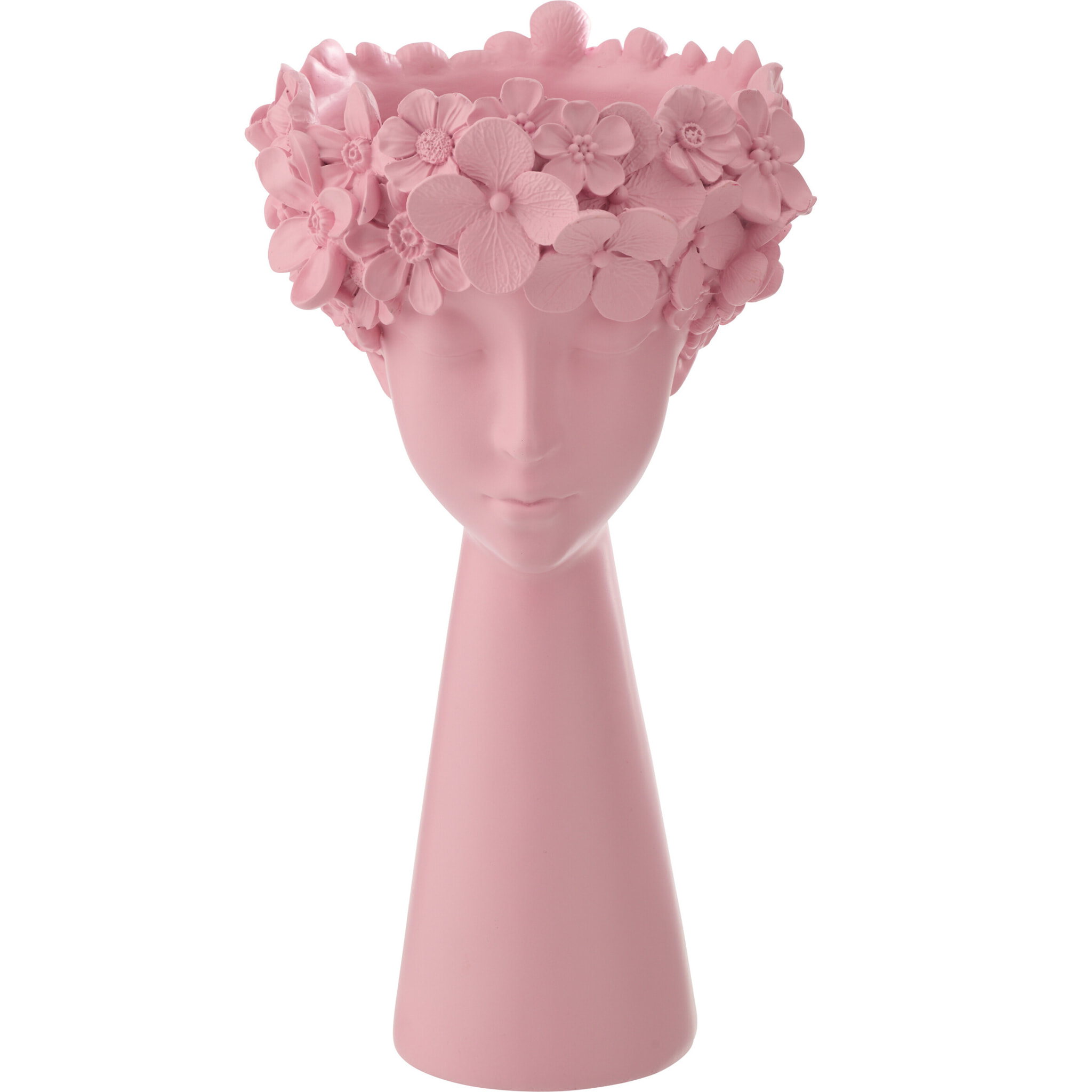 J-Line Cache-Pot Tête - polyrésine - rose clair - large