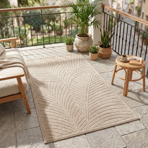 NOVA - Tapis intérieur/extérieur beige à motif feuilles