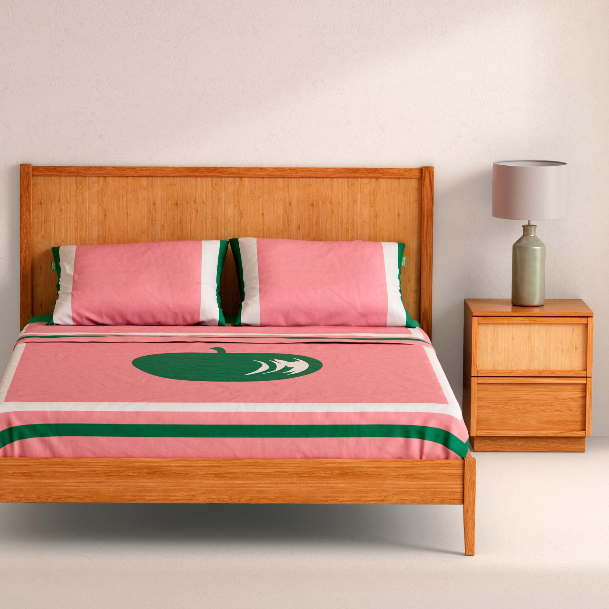 set de sabanas 4pcs cama doble: sabana encimera + sabana bajera + 2 fundas de almohada Benetton fruits