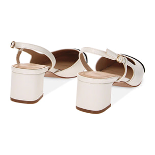Décolleté slingback bianco-nere, tacco 5 cm