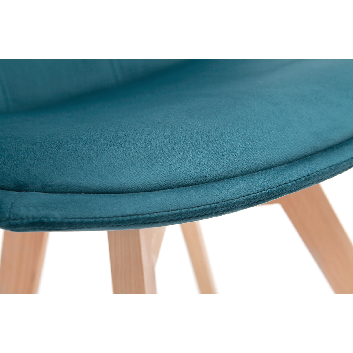Chaises scandinaves en tissu velours bleu pétrole et bois clair (lot de 2) MATILDE