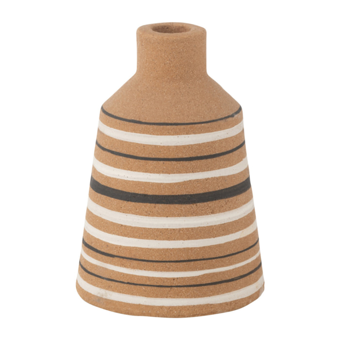 J-Line vase Tukano Lignes Terra - marron/noir/blanc - small - Ø 12 cm