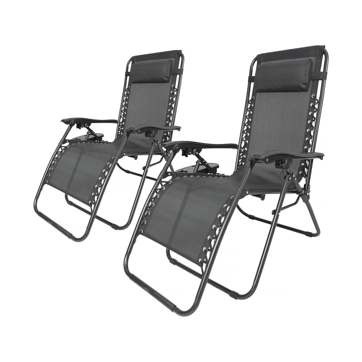 Lot de 2 Fauteuils de jardin inclinable zéro gravité "Sintra" - Noir