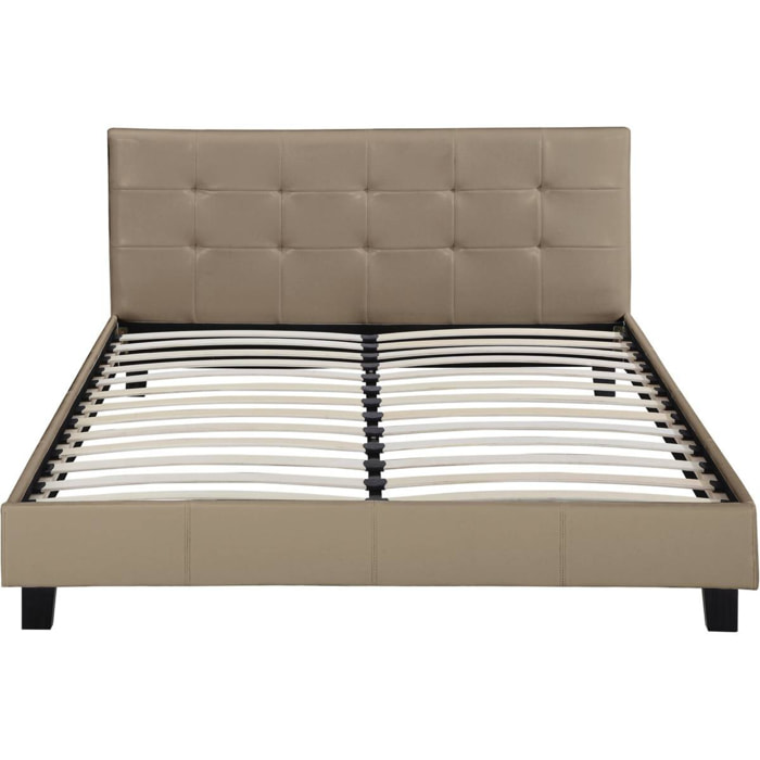 Lit double en pvc "Julia" - 160 x 200 - Taupe