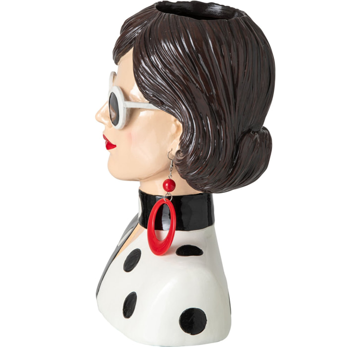 J-Line Vase femme - résine - noir/blanc