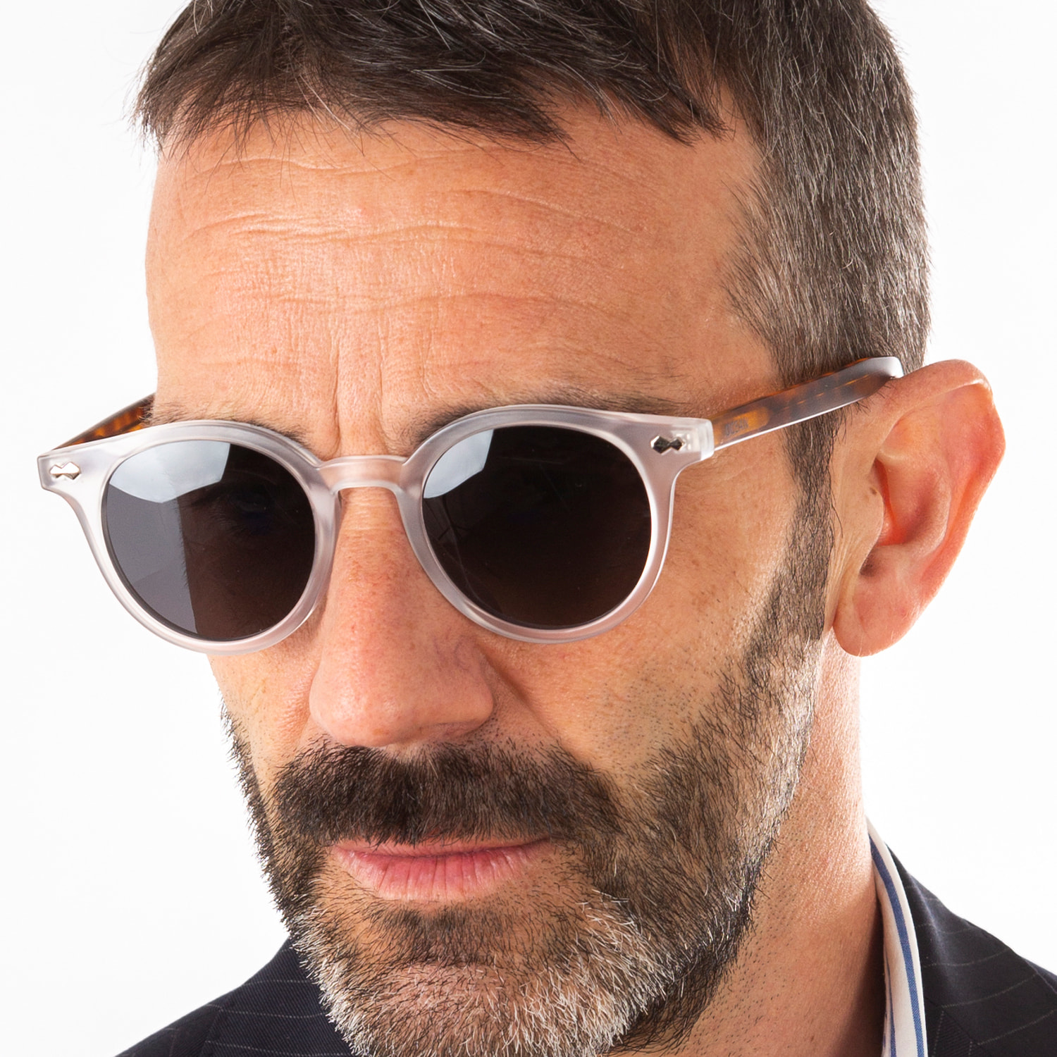 Gafas de sol OCEAN HONFLEUR - Blanco transparente mate con patillas en carey y / Ahumada