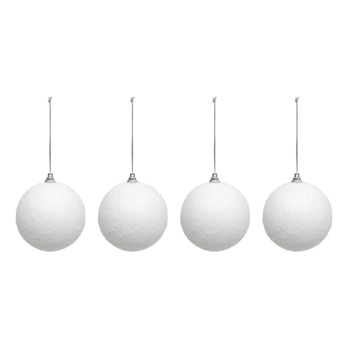 Lot de 8 boules neige D.8cm polystyrène blanc
