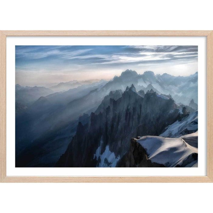 Affiche Un matin à l'Aiguille du Midi Affiche sous cadre bois