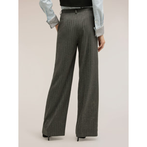 Motivi - Pantaloni palazzo gessati con micro paillettes - Grigio