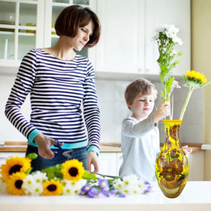 Puzzle 3D in ABS con 160 pezzi. Design Vaso tradizionale con Girasoli.