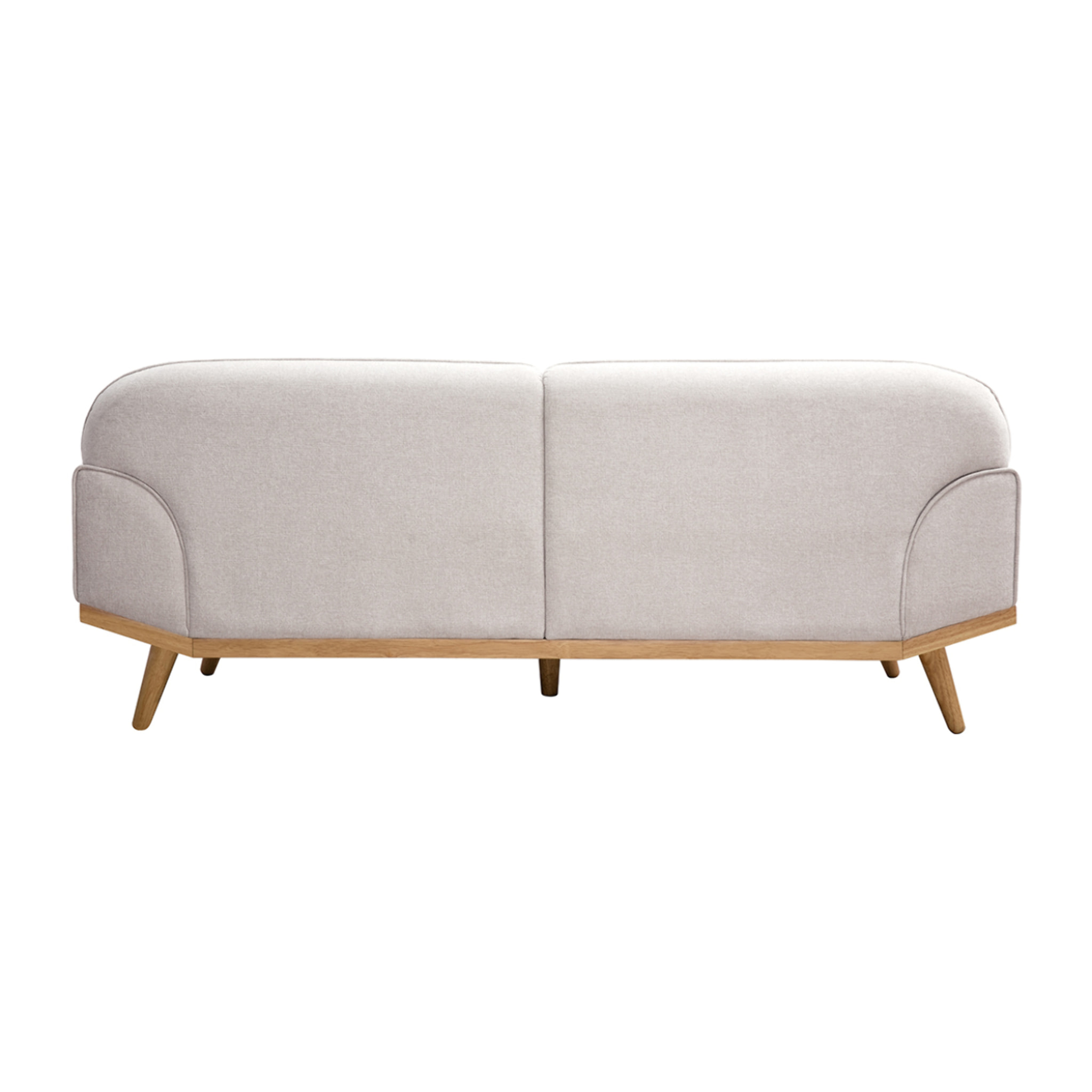 Canapé scandinave 3 places en tissu effet velours texturé beige et bois clair FREEMA