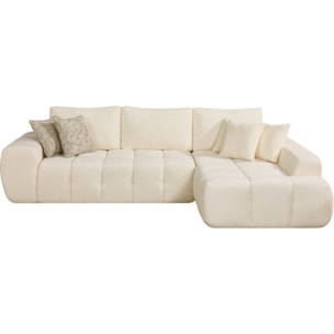 Canapé d'angle droit en tissu style bubble "Sidonie" - 4 places - Beige