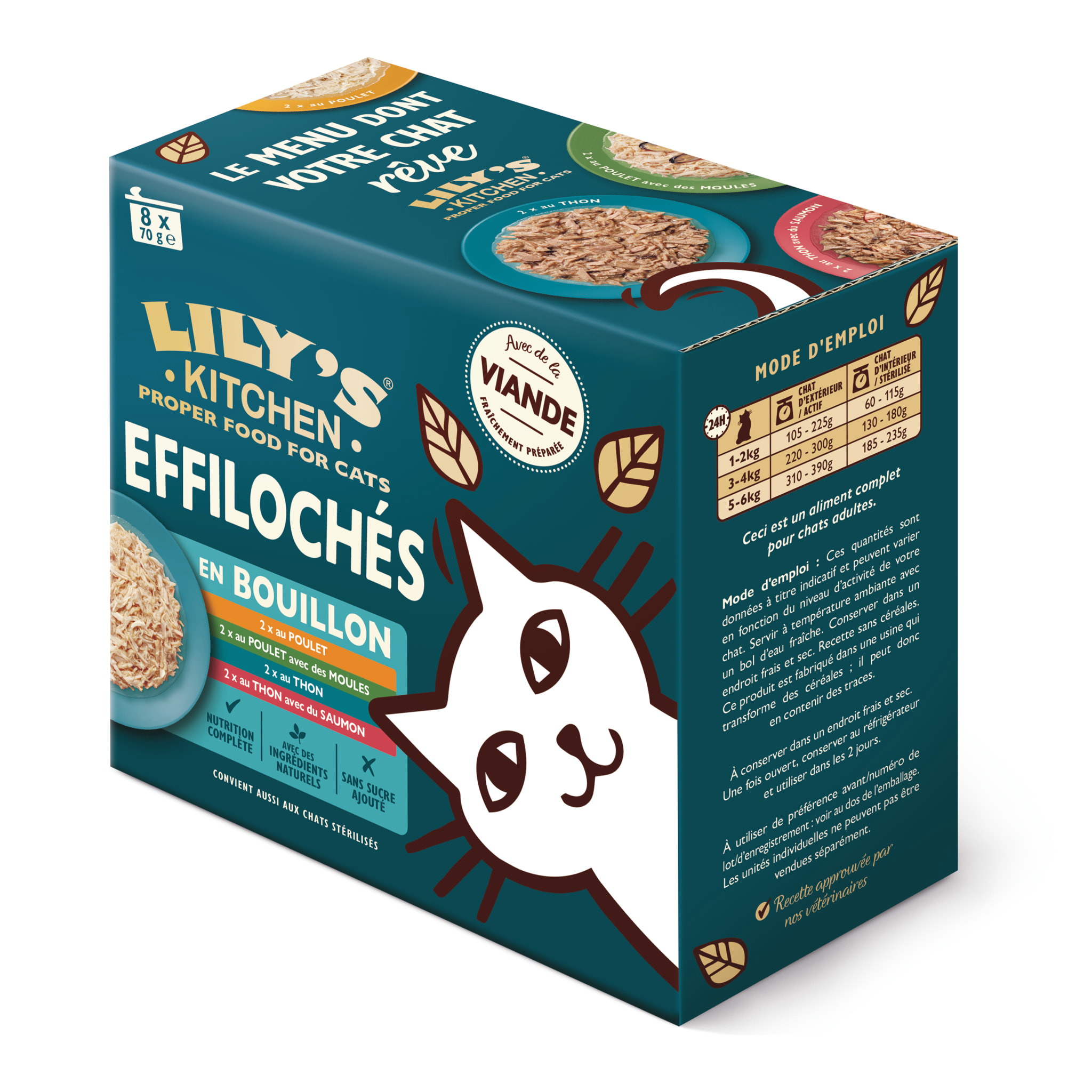 Lily's Kitchen Chat Effilochés en bouillon Multipack 8x70g - Lot de 4