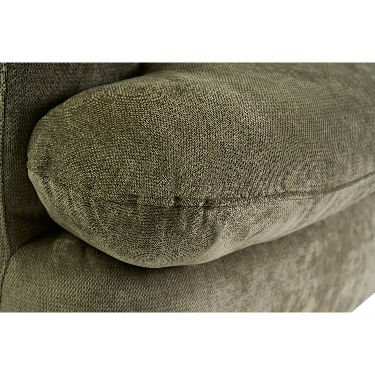 Canapé déhoussable 3-4 places design haricot en tissu effet velours texturé vert kaki SACHA
