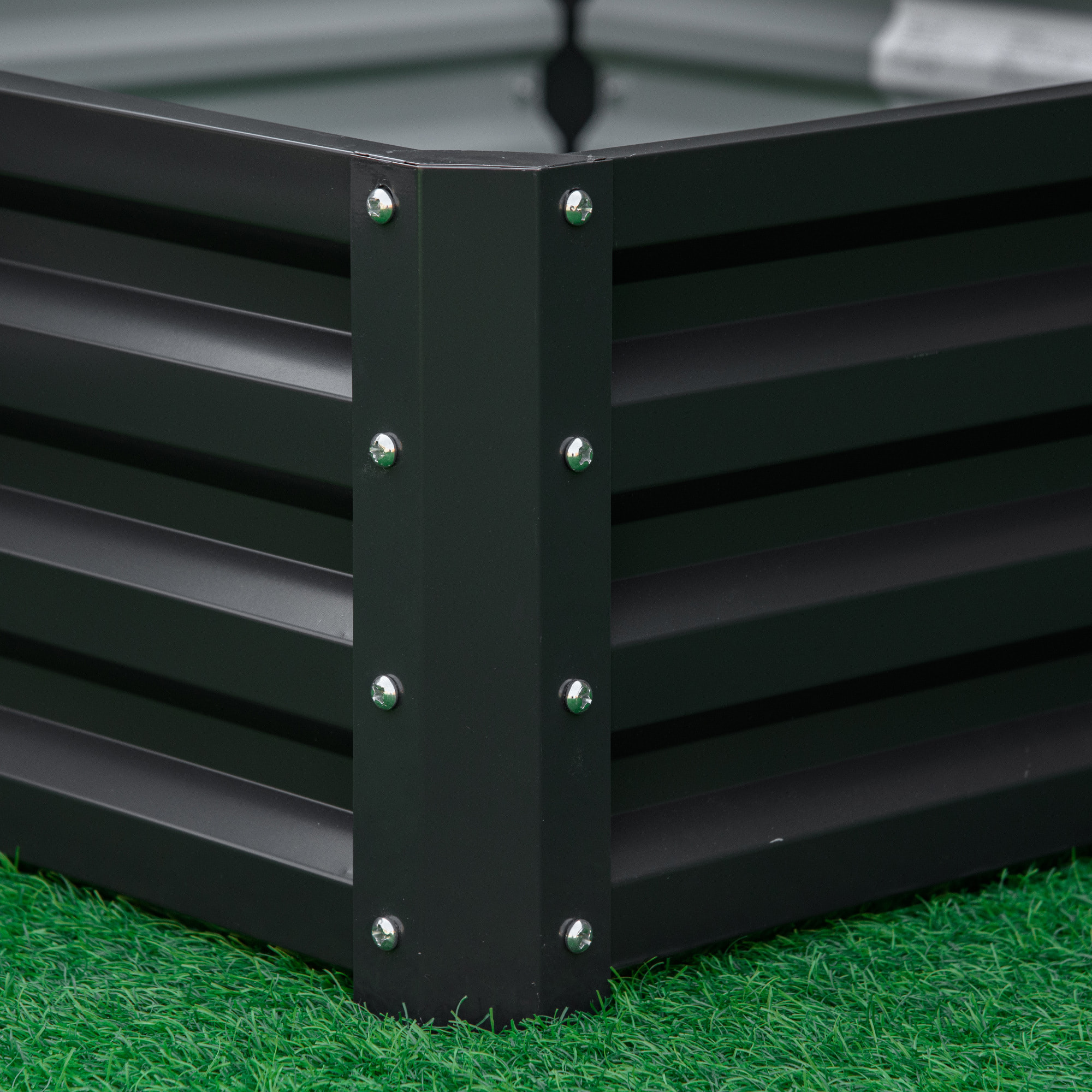 Carré potager de jardin dim. 120L x 120l x 30H cm tôle d'acier ondulée gris