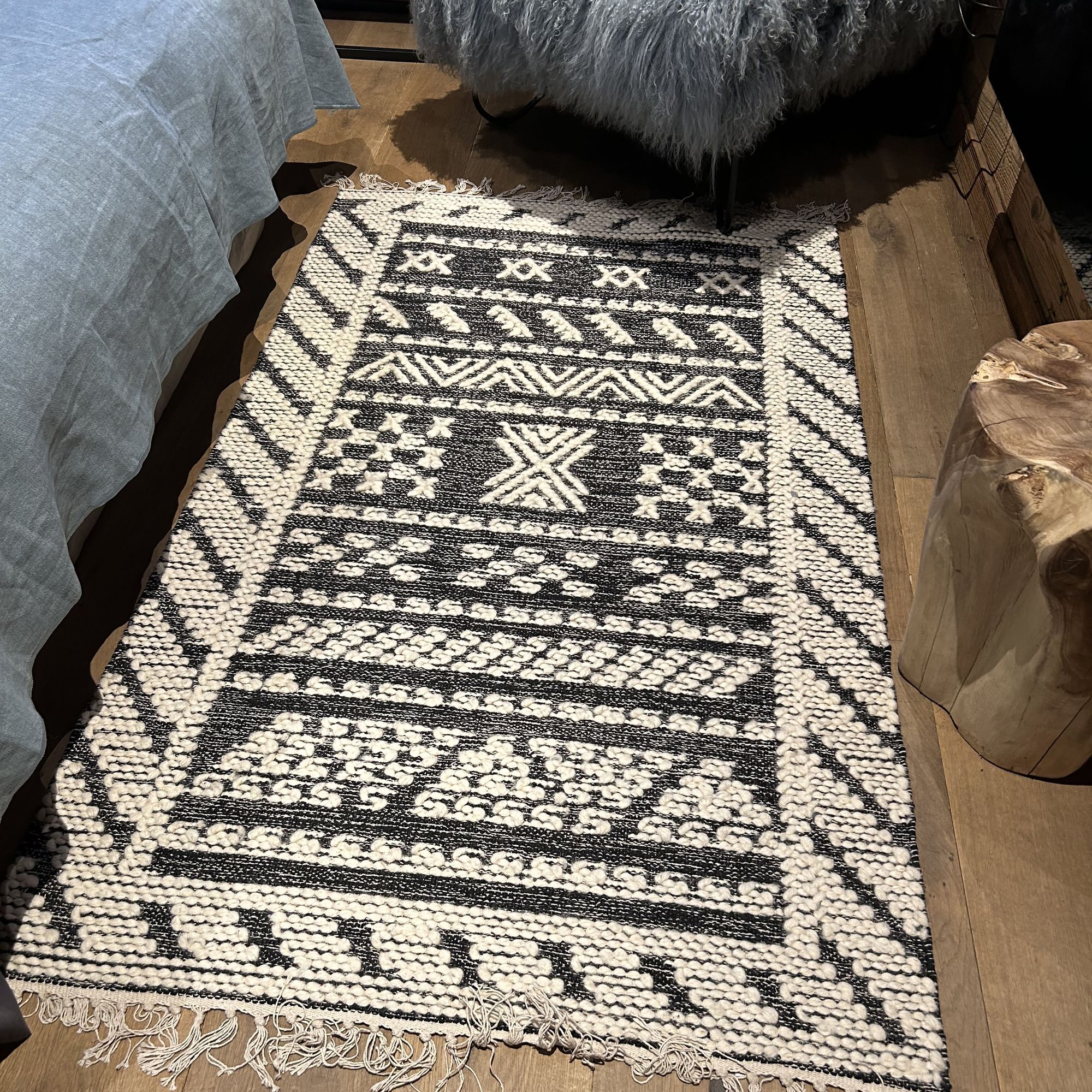 Tapis en laine et coton noir 90x150cm TOKAT