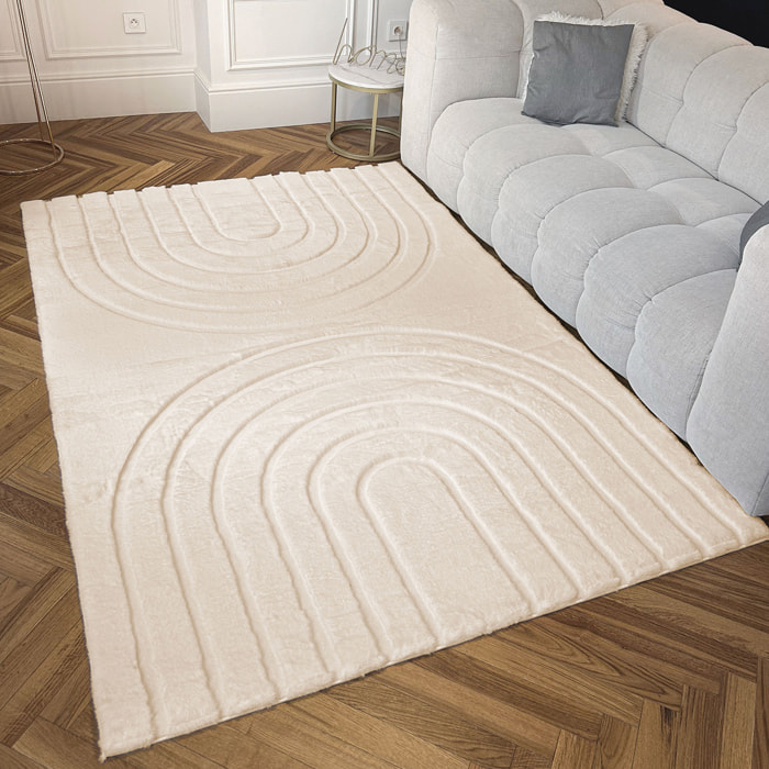 ALASKA - Tapis doux à motif arc beige